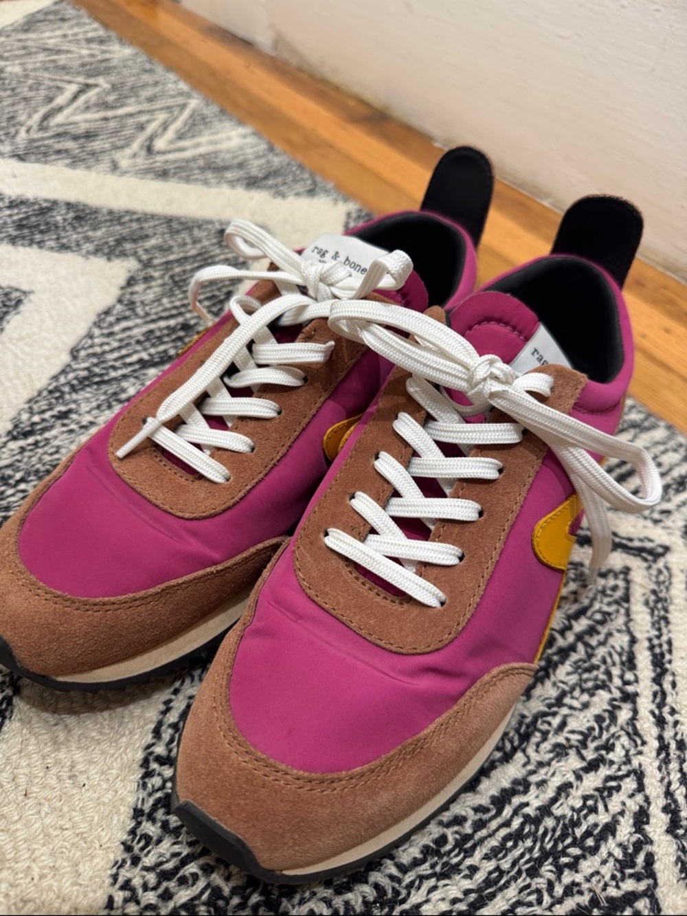 rag & bone Magenta and Brown Runner Sneakers with Yellow Accent - Picture 5 of 11